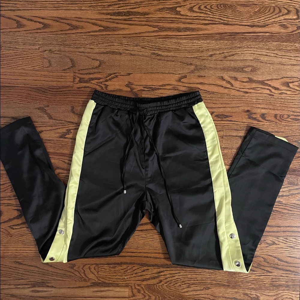 BY THE WAY Silky Snap Black/Lime Green Track Pant